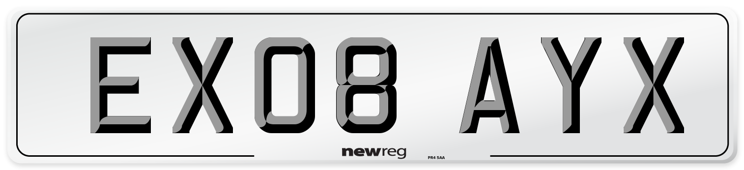 EX08 AYX Number Plate from New Reg